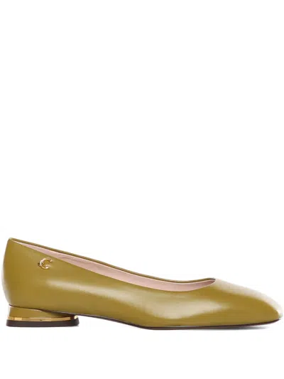 Coccinelle C-everyday Square-toe Ballet Flats In Green