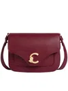 Coccinelle Textured Leather Cross-body Bag Adjustable Strap In Red