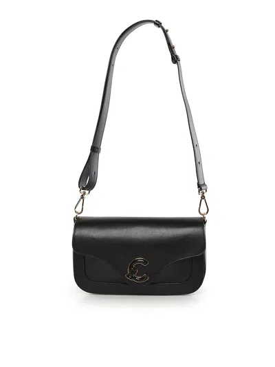 Coccinelle C-me Calf Leather Bag In Black