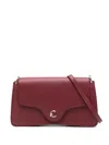 Coccinelle C-me Curved-flap Leather Cross Body Bag In Burgundy