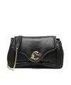 Coccinelle C-me Fluffy Chain Linked Shoulder Bag In Black