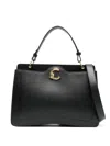 Coccinelle C-me Handbag In Black Leather With Gold-tone Clasp