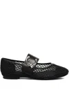 Coccinelle C-me Leather-buckle Mesh Ballet Flats