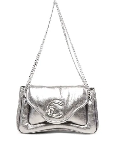 Coccinelle C-me Leather Shoulder Bag In Silver