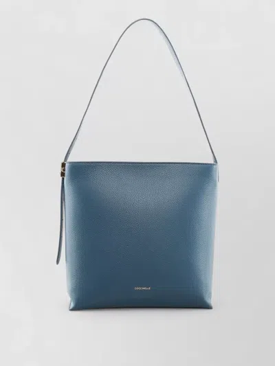 Coccinelle C Me Lock Textured Leather Shoulder Bag In Blue