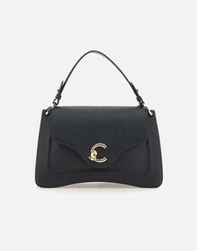 Coccinelle C Me Maxi Grained Leather Black Handbag In Negro