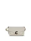 Coccinelle White Calf Leather Bos Taurus Shoulder Bag In Neutral