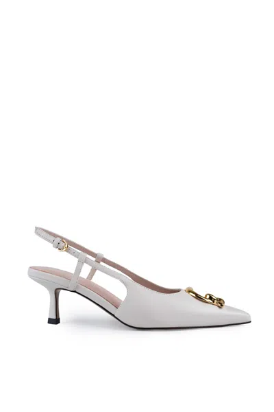 Coccinelle C-me Smooth Slingback Shoes In Leather In White