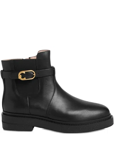 Coccinelle C-saddle Buckle-strap Boots In Black