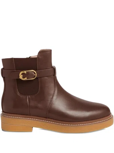 Coccinelle C-saddle Buckle-strap Boots In Brown