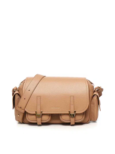 Coccinelle Campus Medium Shoulder Bag In Nude