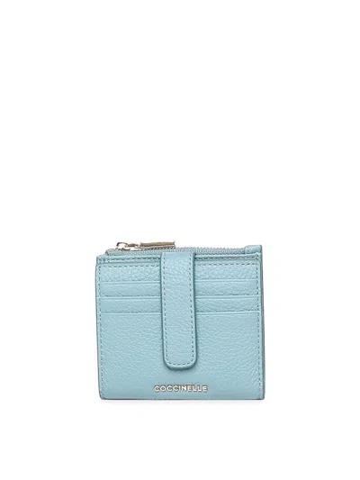 Coccinelle Metallic Soft Mini Wallet In Blue