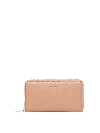 Coccinelle Soft Metallic Wallet In Nude & Neutrals