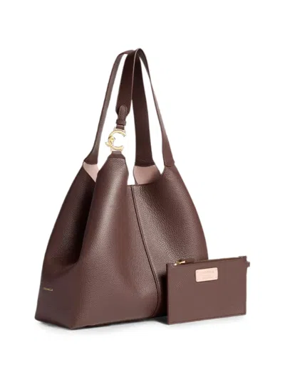 Coccinelle C-easy Grained Leather Shoulder Bag In Brown