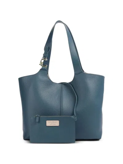 Coccinelle C-easy Grained-leather Tote Bag In Blue