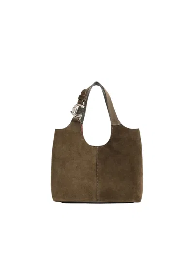 Coccinelle C-easy Suede Brown Suede Handag In Green