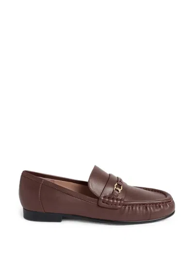 Coccinelle C-easy Logo-plaque Leather Loafers In Brown