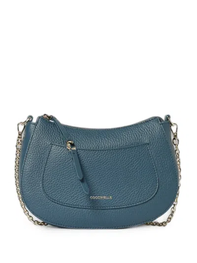 Coccinelle C-easy Pebbled Leather Shoulder Bag In Blue