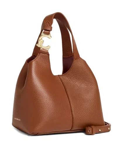 Coccinelle C-easy Small Textured Handle Shoulder Bag In Brown