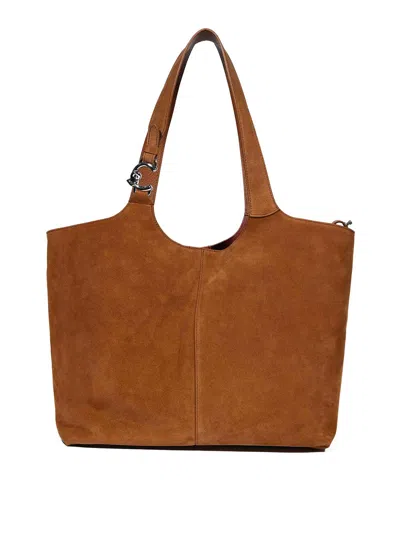 Coccinelle C-easy Suede Large Shoulder Bag, Cognac In Multi