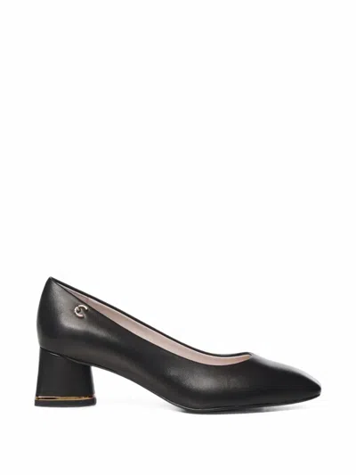 Coccinelle C-everyday Logo-plaque Block-heel Pumps In Black