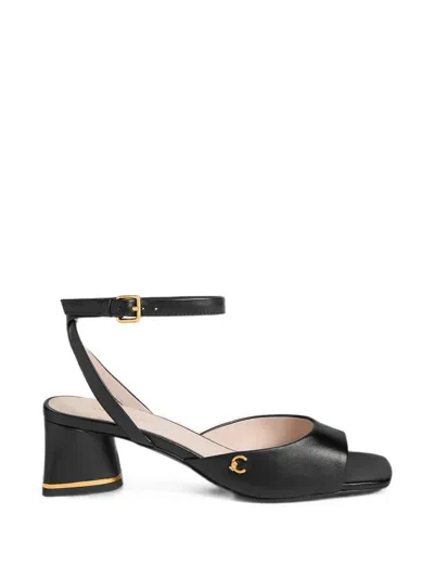 Coccinelle C-everyday Logo-plaque Buckled Sandals In Black