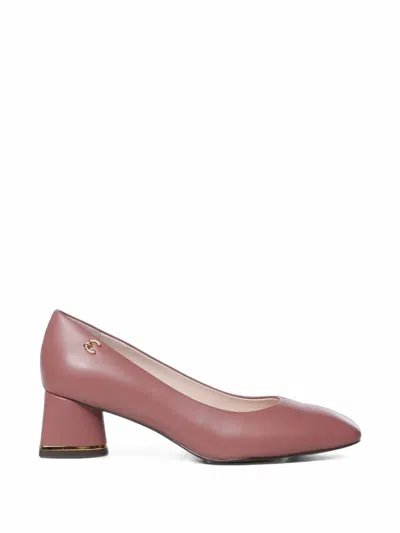 Coccinelle C-everyday Logo-plaque Leather Pumps In Pink