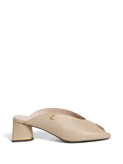 Coccinelle C-everyday Peep-toe Block-heel Sandals In Neutral