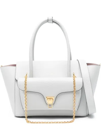Coccinelle Chain-detail Leather Tote Bag In Gray