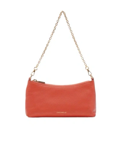 Coccinelle Chain Shoulder Bag In Garnet Red