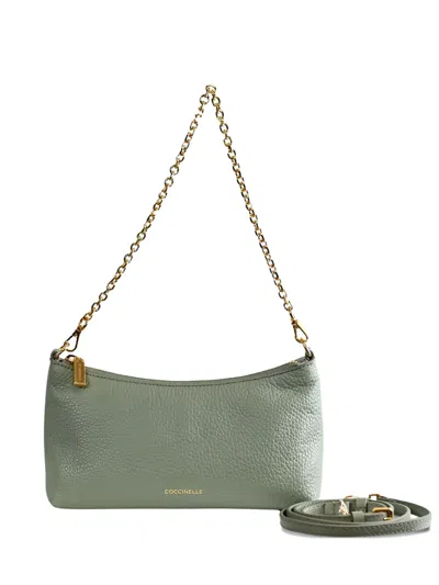 Coccinelle Chain-strap Leather Shoulder Bag In Green