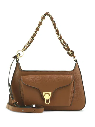 Coccinelle Chain-strap Pocketed Shoulder Bag In Brown
