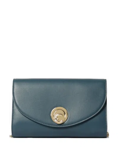 Coccinelle Chain-strap Leather Clutch Bag In Blue
