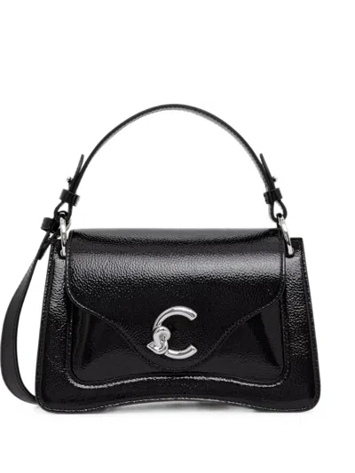 Coccinelle C-logo Patent Leather Tote Bag In Black
