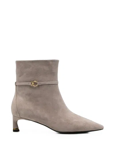 Coccinelle C-look Pointed-toe Buckled Ankle Boots In Neutral