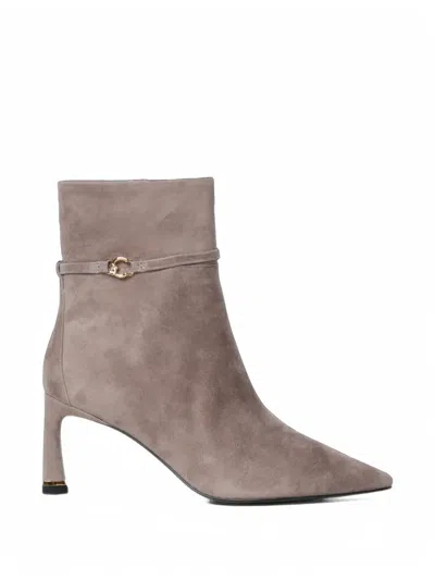 Coccinelle C-look Pointed-toe Buckled Boots In Neutral