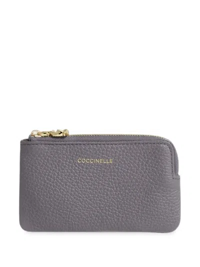 Coccinelle C-me Grained Leather Coin Small Purse In Gray