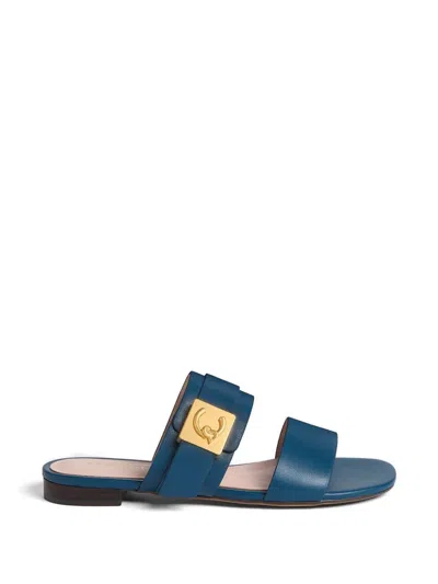 Coccinelle C-me Lock Double-strap Sandals In Blue
