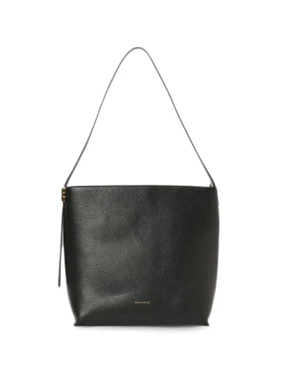 Coccinelle C-me Lock Grained Leather Shoulder Bag In Black