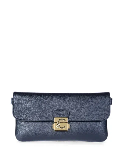 Coccinelle C-me Lock Grained Leather Shoulder Bag In Black