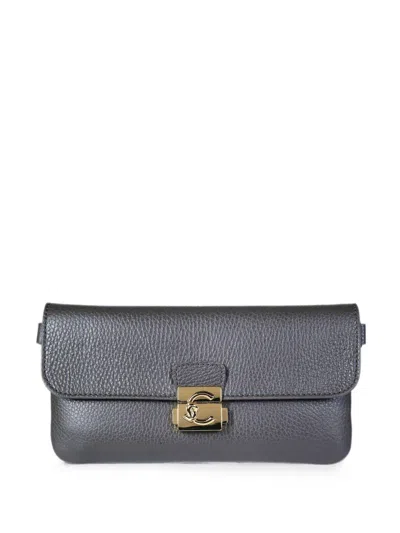 Coccinelle C-me Lock Grained Leather Shoulder Bag In Grey