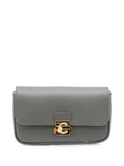 Coccinelle C-me Lock Grainy Leather Cross Body Bag In Gray