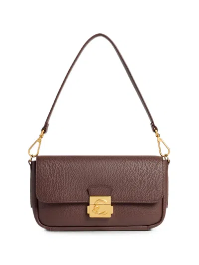 Coccinelle C-me Lock Grainy Leather Shoulder Bag In Brown