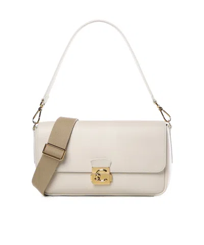 Coccinelle C-me Lock Large Shoulder Bag In Brown
