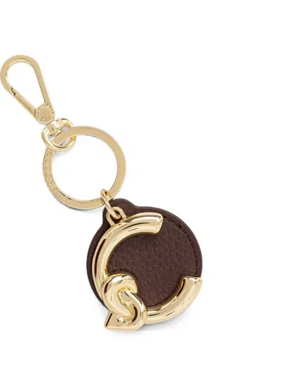 Coccinelle C-me Logo-plaque Leather Keyring In Pattern