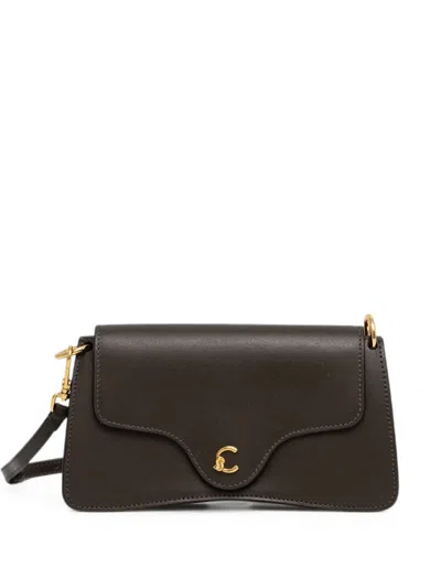 Coccinelle C-me Logo-plaque Shoulder Bag In Brown