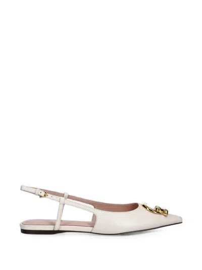 Coccinelle C-me Logo-plaque Slingback Ballet Flats In White