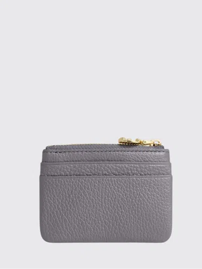 Coccinelle C-me Softy Grained Leather Flat Card Holder With Zip In Purple