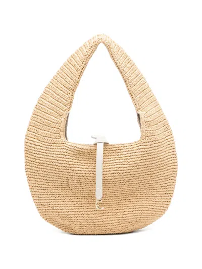 Coccinelle C-me-detail Woven-effect Shpulder Bag In Neutral