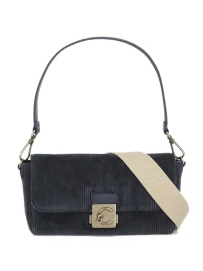 Coccinelle Corduroy-effect Leather Shoulder Bag In Brown